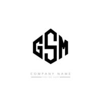 design del logo della lettera gsm con forma poligonale. gsm poligono e design del logo a forma di cubo. gsm esagono vettore logo modello colori bianco e nero. monogramma gsm, logo aziendale e immobiliare.