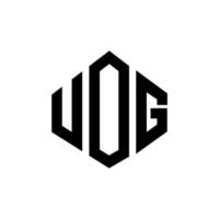 design del logo della lettera uog con forma poligonale. uog poligono e design del logo a forma di cubo. uog esagono logo modello vettoriale colori bianco e nero. uog monogramma, logo aziendale e immobiliare.