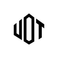 design del logo della lettera uot con forma poligonale. design del logo a forma di poligono e cubo. uot modello di logo vettoriale esagonale colori bianco e nero. uot monogramma, logo aziendale e immobiliare.