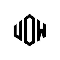 ua lettera logo design con forma poligonale. disegno del logo a forma di poligono e cubo. uow esagono logo modello vettoriale colori bianco e nero. uow monogramma, logo aziendale e immobiliare.