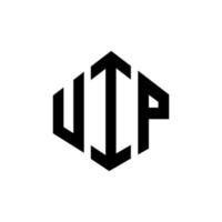 design del logo della lettera uip con forma poligonale. design del logo a forma di poligono e cubo uip. modello di logo vettoriale esagonale uip colori bianco e nero. monogramma uip, logo aziendale e immobiliare.
