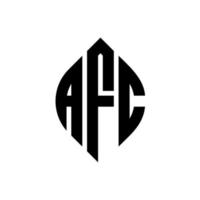 design del logo della lettera del cerchio afc con forma circolare ed ellittica. afc lettere ellittiche con stile tipografico. le tre iniziali formano un logo circolare. afc cerchio emblema astratto monogramma lettera marchio vettore. vettore