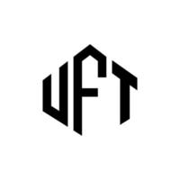 design del logo della lettera uft con forma poligonale. design del logo a forma di poligono e cubo uft. modello di logo vettoriale esagonale uft colori bianco e nero. monogramma uft, logo aziendale e immobiliare.