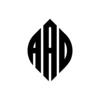 design del logo della lettera del cerchio aad con forma circolare ed ellittica. aad lettere ellittiche con stile tipografico. le tre iniziali formano un logo circolare. aad cerchio emblema astratto monogramma lettera marchio vettore. vettore