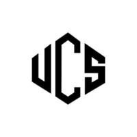 design del logo della lettera ucs con forma poligonale. design del logo a forma di poligono e cubo ucs. ucs esagonale modello logo vettoriale colori bianco e nero. monogramma ucs, logo aziendale e immobiliare.