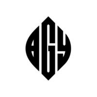 design del logo della lettera del cerchio bgy con forma circolare ed ellittica. bgy lettere ellittiche con stile tipografico. le tre iniziali formano un logo circolare. bgy cerchio emblema astratto monogramma lettera marchio vettore. vettore