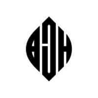 design del logo della lettera del cerchio bjh con forma circolare ed ellittica. bjh lettere ellittiche con stile tipografico. le tre iniziali formano un logo circolare. bjh cerchio emblema astratto monogramma lettera marchio vettore. vettore