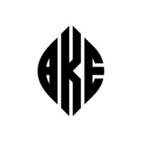 design del logo della lettera del cerchio bke con forma circolare ed ellittica. bke lettere ellittiche con stile tipografico. le tre iniziali formano un logo circolare. bke cerchio emblema astratto monogramma lettera marchio vettore. vettore