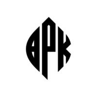 design del logo della lettera del cerchio bpk con forma circolare ed ellittica. bpk lettere ellittiche con stile tipografico. le tre iniziali formano un logo circolare. bpk cerchio emblema astratto monogramma lettera marchio vettore. vettore