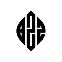 design del logo della lettera del cerchio bzz con forma circolare ed ellittica. bzz lettere ellittiche con stile tipografico. le tre iniziali formano un logo circolare. bzz cerchio emblema astratto monogramma lettera marchio vettore. vettore