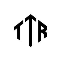 design del logo della lettera ttr con forma poligonale. ttr poligono e design del logo a forma di cubo. ttr modello di logo vettoriale esagonale colori bianco e nero. monogramma ttr, logo aziendale e immobiliare.