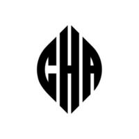 design del logo della lettera del cerchio cha con forma circolare ed ellittica. cha lettere ellittiche con stile tipografico. le tre iniziali formano un logo circolare. cha cerchio emblema astratto monogramma lettera marchio vettore. vettore