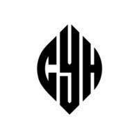 cyh cerchio lettera logo design con forma circolare ed ellittica. cyh lettere ellittiche con stile tipografico. le tre iniziali formano un logo circolare. cyh cerchio emblema astratto monogramma lettera marchio vettore. vettore