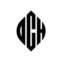 dch circle letter logo design con forma circolare ed ellittica. dch lettere ellittiche con stile tipografico. le tre iniziali formano un logo circolare. dch cerchio emblema astratto monogramma lettera marchio vettore. vettore