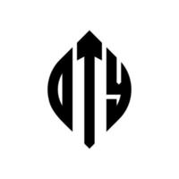 dty circle letter logo design con forma circolare ed ellittica. dty lettere ellittiche con stile tipografico. le tre iniziali formano un logo circolare. dty cerchio emblema astratto monogramma lettera marchio vettore. vettore