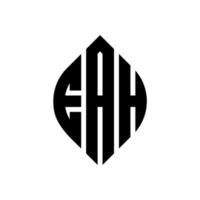 eah cerchio lettera logo design con cerchio ed ellisse. eah lettere ellittiche con stile tipografico. le tre iniziali formano un logo circolare. eah cerchio emblema astratto monogramma lettera marchio vettore. vettore