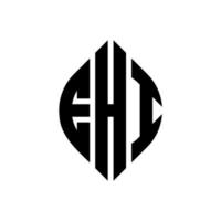 ehi cerchio lettera logo design con cerchio ed ellisse. ehi lettere ellittiche con stile tipografico. le tre iniziali formano un logo circolare. ehi cerchio emblema astratto monogramma lettera marchio vettore. vettore