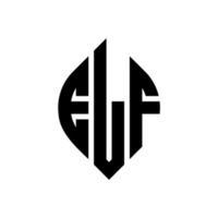 design del logo della lettera del cerchio dell'elfo con forma circolare ed ellittica. lettere di ellisse elfo con stile tipografico. le tre iniziali formano un logo circolare. elfo cerchio emblema astratto monogramma lettera marchio vettore. vettore