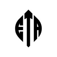 eta circle letter logo design con forma circolare ed ellittica. eta lettere ellittiche con stile tipografico. le tre iniziali formano un logo circolare. eta cerchio emblema astratto monogramma lettera marchio vettore. vettore