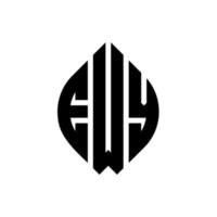 design del logo della lettera del cerchio ewy con forma circolare ed ellittica. ewy lettere ellittiche con stile tipografico. le tre iniziali formano un logo circolare. ewy cerchio emblema astratto monogramma lettera marchio vettore. vettore