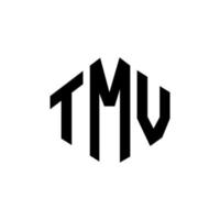 design del logo della lettera tmv con forma poligonale. tmv poligono e design del logo a forma di cubo. tmv esagono logo modello vettoriale colori bianco e nero. monogramma tmv, logo aziendale e immobiliare.