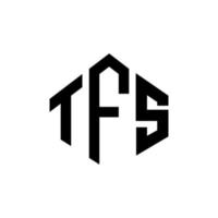 design del logo della lettera tfs con forma poligonale. tfs poligono e design del logo a forma di cubo. tfs modello di logo vettoriale esagonale colori bianco e nero. monogramma tfs, logo aziendale e immobiliare.