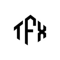 design del logo della lettera tfx con forma poligonale. tfx poligono e design del logo a forma di cubo. tfx modello di logo vettoriale esagonale colori bianco e nero. monogramma tfx, logo aziendale e immobiliare.