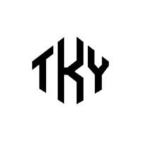 tky lettera logo design con forma poligonale. tky poligono e design del logo a forma di cubo. tky modello di logo vettoriale esagonale colori bianco e nero. monogramma tky, logo aziendale e immobiliare.