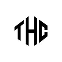 thc lettera logo design con forma poligonale. thc poligono e design del logo a forma di cubo. thc modello di logo vettoriale esagonale colori bianco e nero. thc monogramma, logo aziendale e immobiliare.