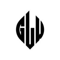 glw circle letter logo design con forma circolare ed ellittica. glw lettere ellittiche con stile tipografico. le tre iniziali formano un logo circolare. glw cerchio emblema astratto monogramma lettera marchio vettore. vettore