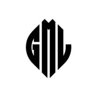 design del logo della lettera del cerchio gml con forma circolare ed ellittica. lettere ellittiche gml con stile tipografico. le tre iniziali formano un logo circolare. gml cerchio emblema astratto monogramma lettera marchio vettore. vettore