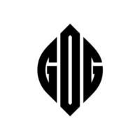 design del logo della lettera del cerchio gog con forma circolare ed ellittica. lettere di ellisse gog con stile tipografico. le tre iniziali formano un logo circolare. gog cerchio emblema astratto monogramma lettera marchio vettore. vettore