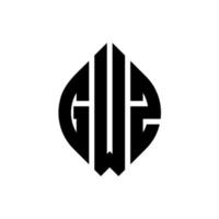 gwz cerchio lettera logo design con cerchio ed ellisse. gwz lettere ellittiche con stile tipografico. le tre iniziali formano un logo circolare. gwz cerchio emblema astratto monogramma lettera marchio vettore. vettore
