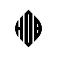 design del logo della lettera del cerchio hdb con forma circolare ed ellittica. lettere ellittiche hdb con stile tipografico. le tre iniziali formano un logo circolare. vettore del segno della lettera del monogramma astratto dell'emblema del cerchio di hdb.