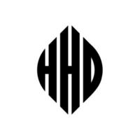 design del logo della lettera del cerchio hd con forma circolare ed ellittica. lettere ellittiche hd con stile tipografico. le tre iniziali formano un logo circolare. vettore del segno della lettera del monogramma astratto dell'emblema del cerchio hd.