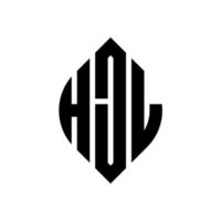 design del logo della lettera del cerchio hjl con forma circolare ed ellittica. hjl lettere ellittiche con stile tipografico. le tre iniziali formano un logo circolare. hjl cerchio emblema astratto monogramma lettera marchio vettore. vettore