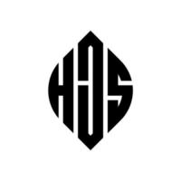 design del logo della lettera del cerchio hjs con forma circolare ed ellittica. lettere ellittiche hjs con stile tipografico. le tre iniziali formano un logo circolare. hjs cerchio emblema astratto monogramma lettera marchio vettore. vettore
