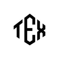 design del logo della lettera tex con forma poligonale. tex poligono e design del logo a forma di cubo. tex esagonale modello logo vettoriale colori bianco e nero. monogramma tex, logo aziendale e immobiliare.