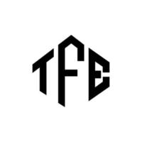 design del logo della lettera tfe con forma poligonale. tfe poligono e design del logo a forma di cubo. tfe modello di logo vettoriale esagonale colori bianco e nero. tfe monogramma, logo aziendale e immobiliare.