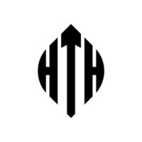 hth design del logo della lettera del cerchio con forma circolare ed ellittica. hth lettere ellittiche con stile tipografico. le tre iniziali formano un logo circolare. hth cerchio emblema astratto monogramma lettera marchio vettore. vettore