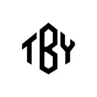 design del logo della lettera tby con forma poligonale. tby poligono e design del logo a forma di cubo. tby esagono modello logo vettoriale colori bianco e nero. tby monogramma, logo aziendale e immobiliare.