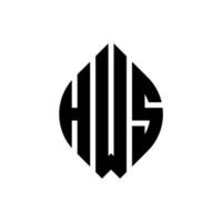 design del logo della lettera del cerchio hws con forma circolare ed ellittica. lettere ellittiche hws con stile tipografico. le tre iniziali formano un logo circolare. hws cerchio emblema astratto monogramma lettera marchio vettore. vettore