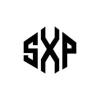 design del logo della lettera sxp con forma poligonale. sxp poligono e design del logo a forma di cubo. sxp modello di logo vettoriale esagonale colori bianco e nero. monogramma sxp, logo aziendale e immobiliare.