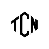 design del logo della lettera tcn con forma poligonale. tcn poligono e design del logo a forma di cubo. tcn modello di logo vettoriale esagonale colori bianco e nero. monogramma tcn, logo aziendale e immobiliare.