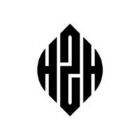 hzh design del logo della lettera del cerchio con forma circolare ed ellittica. hzh lettere ellittiche con stile tipografico. le tre iniziali formano un logo circolare. hzh cerchio emblema astratto monogramma lettera marchio vettore. vettore