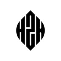 design del logo della lettera circolare hzx con forma circolare ed ellittica. lettere ellittiche hzx con stile tipografico. le tre iniziali formano un logo circolare. hzx cerchio emblema astratto monogramma lettera marchio vettore. vettore
