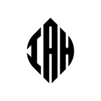 design del logo della lettera del cerchio iax con forma circolare ed ellittica. lettere di ellisse iax con stile tipografico. le tre iniziali formano un logo circolare. iax cerchio emblema astratto monogramma lettera marchio vettore. vettore