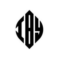 design del logo della lettera del cerchio iby con forma circolare ed ellittica. iby lettere ellittiche con stile tipografico. le tre iniziali formano un logo circolare. iby cerchio emblema astratto monogramma lettera marchio vettore. vettore
