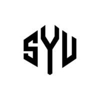 syu lettera logo design con forma poligonale. syu poligono e design del logo a forma di cubo. syu esagono logo modello vettoriale colori bianco e nero. syu monogramma, logo aziendale e immobiliare.