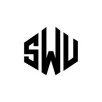 swu lettera logo design con forma poligonale. swu poligono e design del logo a forma di cubo. swu esagono vettore logo modello colori bianco e nero. swu monogramma, logo aziendale e immobiliare.